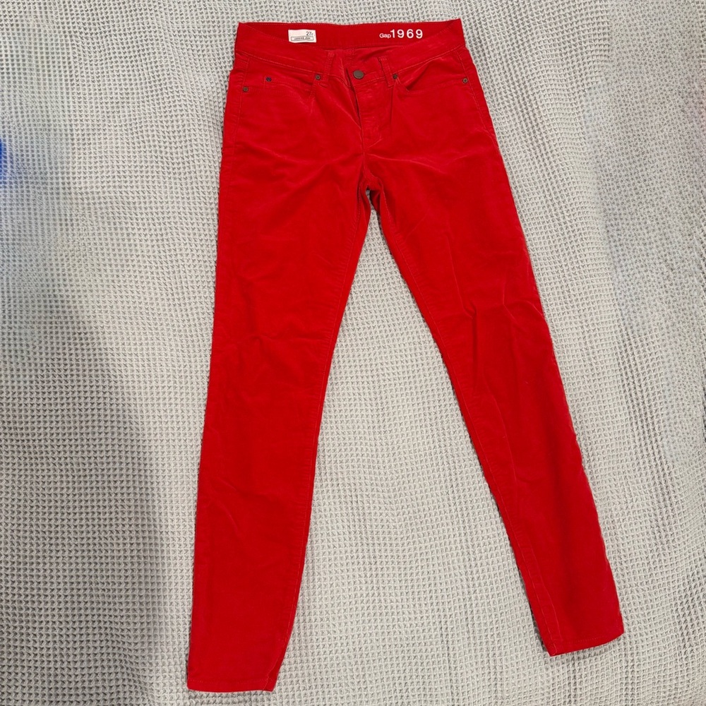 GAP Women's Bold Corduroy Red Skinny Jeans